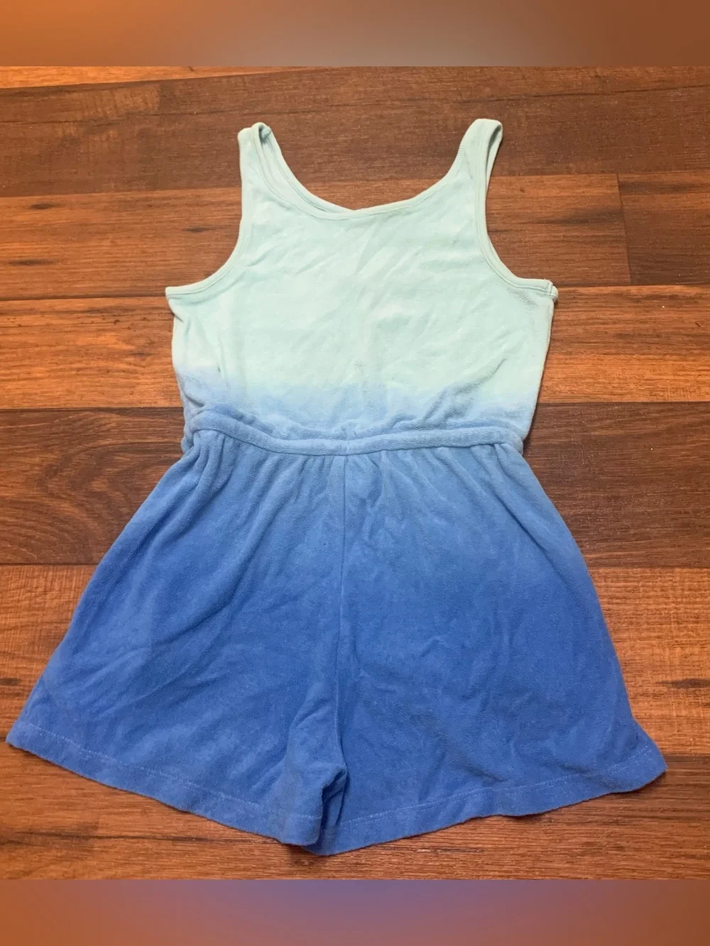 Girl's Old Navy Ombre Blue Terry Cloth Romper Outfit Medium 8, Pockets Beach
